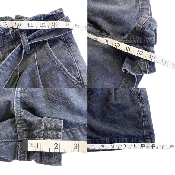 AMERICAN EAGLE Paper Bag Belted Waist Black Wash Mom Shorts Women's Size 4 - Picture 6 of 7